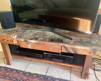 #49- Cool Sawed off Workbook / TV Stand- $80