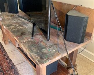 #49- Cool Sawed off Workbook / TV Stand- $80