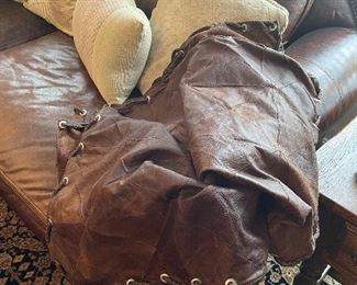 Leather throw blanket 