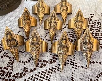 set of brass Zen napkin ring holders
