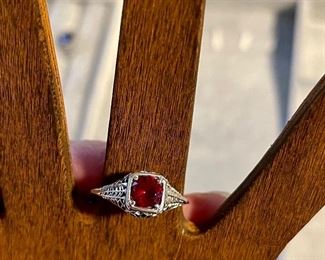 Ruby ring set in sterling 