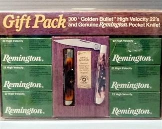 Remington .22 High Velocity Ammo, Approx 300 Rds, In Gift Pack With Remington Pocket Knife