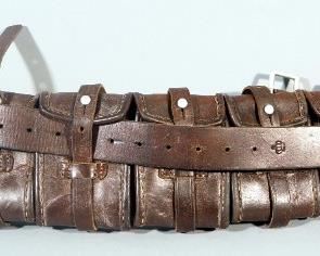 Swedish Leather Ammo Bandolier, 5 Total Pouches, Holds 100 Rds Total