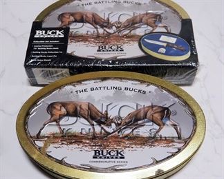 Buck Knives Commemorative Collectible Sets, Qty 2, Each Includes 727 Battling Bucks Knife, Battling Bucks Lapel Pin, Nylon Sheath And Collector's Tin