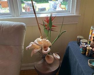 Floral arrangement in floor vase with stand