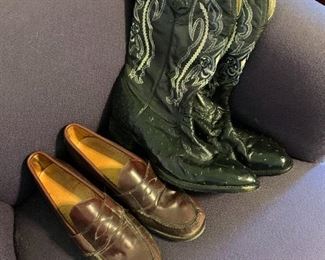 Mens leather loafers and Western boots