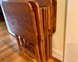 Oak T.V. tables with carrier