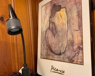 Levenger gooseneck desk lamp , picasso print