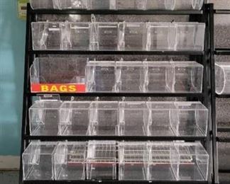 5 Tier Slanted Metal / Particle Board Rack with Bottom Storage Drawers
