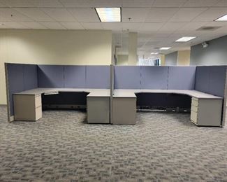 Lot of 2 Desk Cubical Unit - Includes Desks