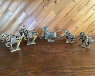 Wle009 Six Cast Iron? Oriental Horse Statues