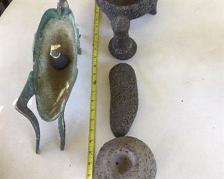 WLE041 - Vintage Hawaiian Stone Tools, Pestle & Mortar & More