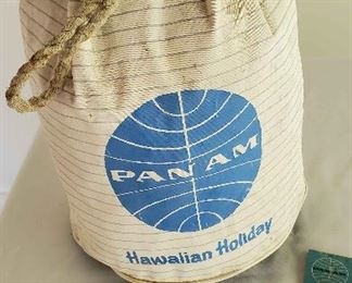 WLE067 - Vintage Pan Am Airlines Drawstring Bag & Mini Sewing Kit