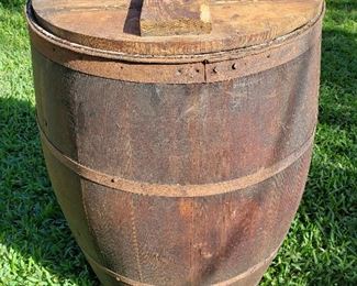 WLE074 - Large Vintage Wood Barrel w/History #1 of 4