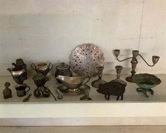 WLE079 Silverplate, Brass & Cast Iron Items