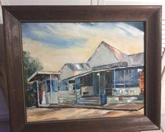 Wle110 Original Framed Oil Painting "Scene in Waimea" by Robsen, 1973