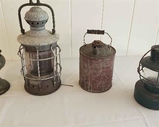 WLE111 - Vintage Ceramic & Tin Lanterns & Water Can