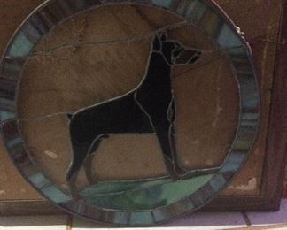 Wle154 - Hanging Stained Glass Decor - Doberman
