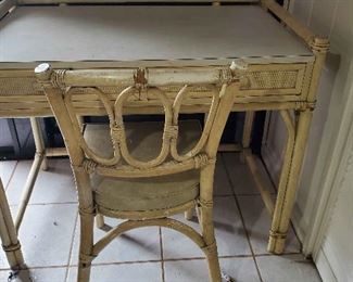 WLE193 - Two-Drawer Rattan Bamboo Style Desk w/Chair