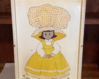 Wle203 Vintage Original Framed Painting Of Little Girl Signed "GRM"