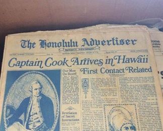 Wle230 More Vintage Newspapers Hawaii Newspapers 1960s-1980s
Ths lot contains a box of Vintage Honolulu Star Adveriser and Bulletin Newspapers. Dates range From 1960’s - 1980’s. See photos for condition.
