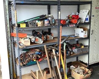 Wle291 Two Metal Shelves & Mystery Tool Lot