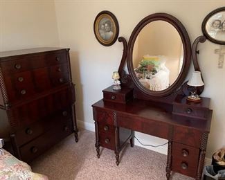 3pc Barley twist antique bedroom furniture 