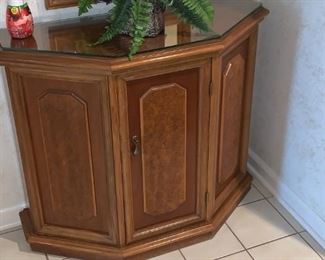 Entry Half Hexagon Console Table, Foyer Table + Mirror