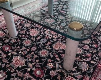 Marble Leg Glass Top Table