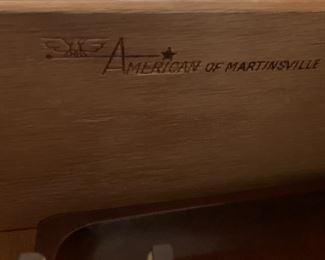 6 pc bedroom set American of Martinsville - dresser with mirror, chest of drawers, 2 night stands, headboard.