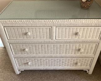 Henry Link White Wicker Dresser, 38w 19d 30h