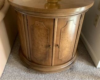 Storage Drum Table, Side Table, Round Storage Table, American of Martinsville 25d 21h