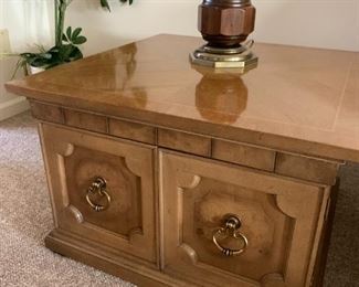 Storage Side Table, End Table, Square Storage Table, American of Martinsville 28w 28d 19h