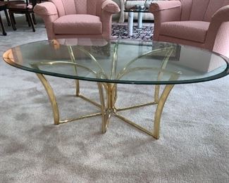 Brass and Glass Coffee Table 48w 20d 16h