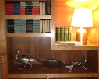 BOOKS AND PHEASANT AND HEREND BOWL 