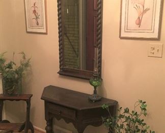 Ethan Allen Half Table, Antique Step Stool, Beautiful Wall Mirror