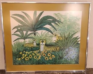 1970's "The Leopards" lithograph by Ida Pellei