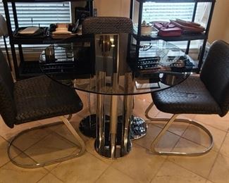 Smoked glass table w/3 chairs
