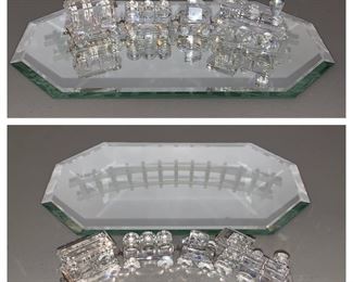 Swarovski Miniature Crystal Locomotive Set with Mirrored Display Track
