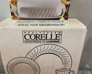 Corelle Sculpture in Box/Butter Dish in Box