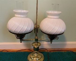 Beautiful Vintage milk glass and brass lamp.  $80