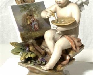 Ceramic Angel Figural Painting on Easel
