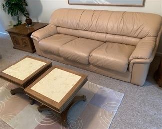 Natuzzi Leather Sofa, Side Tables, Bunching Tables, End Tables, Coffee Table