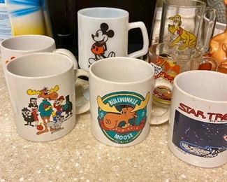 Vintage mugs including: Disney, Star Trek, Garfield, Rocky & Bullwinkle and more