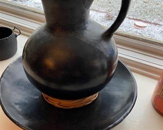 Black Clay pitcher and bowl 