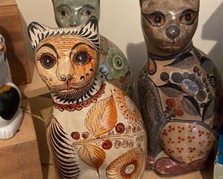 Mexican Pottery hand-painted cats
