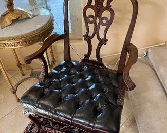 leather tufted arm chair