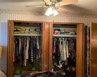 2 of 5 closets —lots of new items with tags and new shoes in boxes