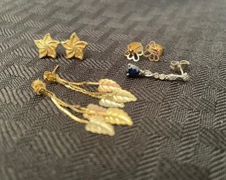 28- $60 
14kt Lot of 3 sets earrings and one odd one 