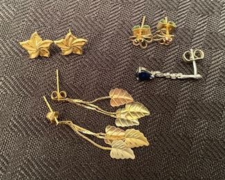 28- $60 
14kt Lot of 3 sets earrings and one odd one 